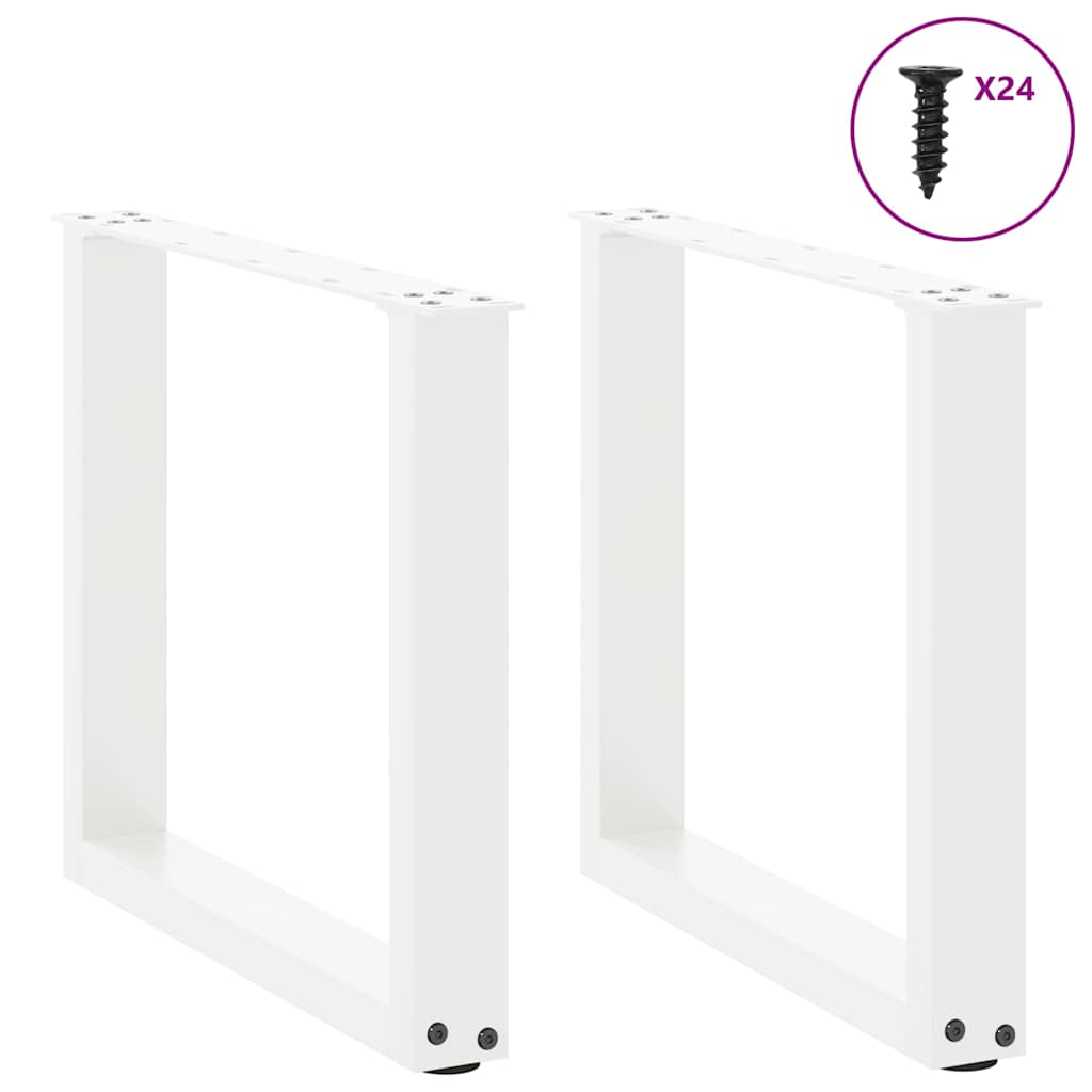 Pieds de table basse en U, 2 pièces, blanc, 50 x (42-43) cm, acier - XIOS