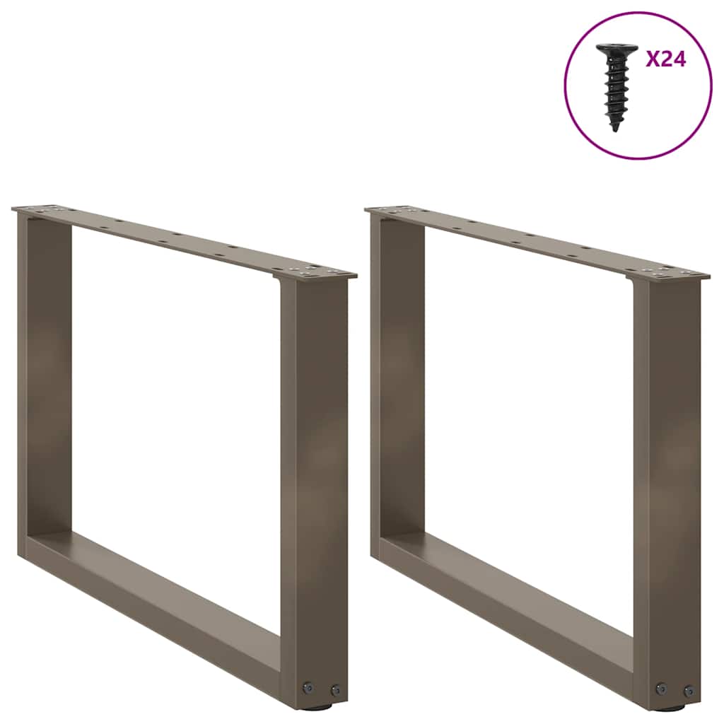 Pieds de table basse en U, 2 pièces, acier naturel, 60 x (42-43) cm - XIOS