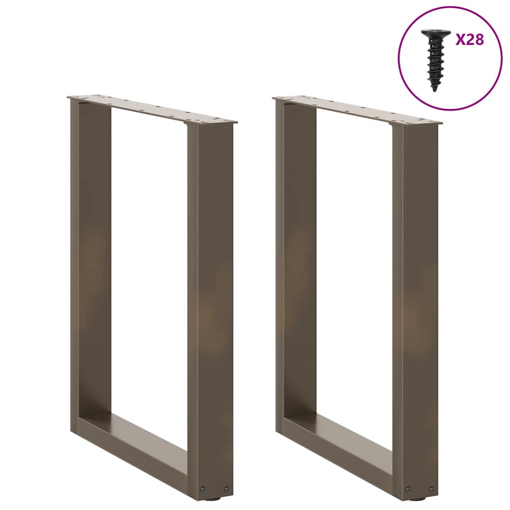 Pieds de table à manger en forme de U, 2 pièces, acier naturel, 70 x (72-73) cm - XIOS