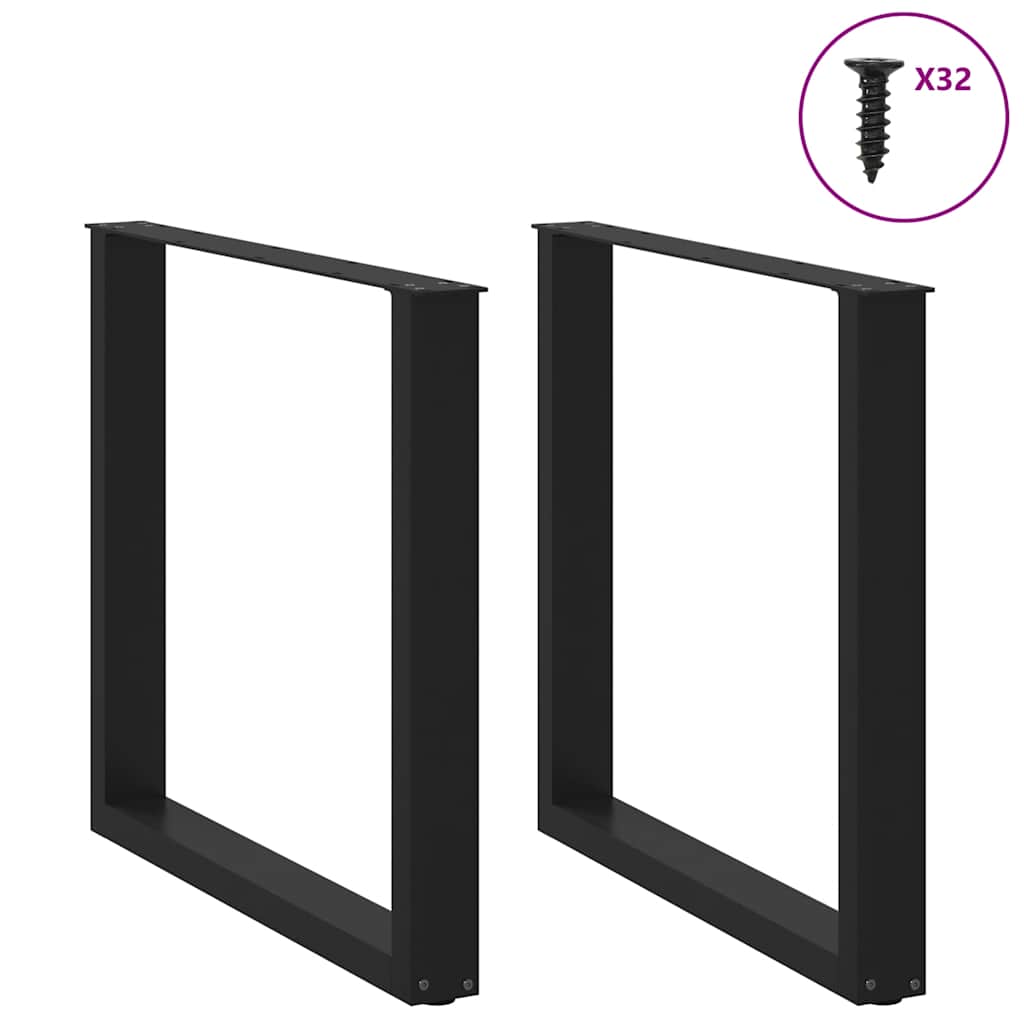 Pieds de table à manger en U 2 pièces Noir 90 x (72-73) cm Acier - XIOS