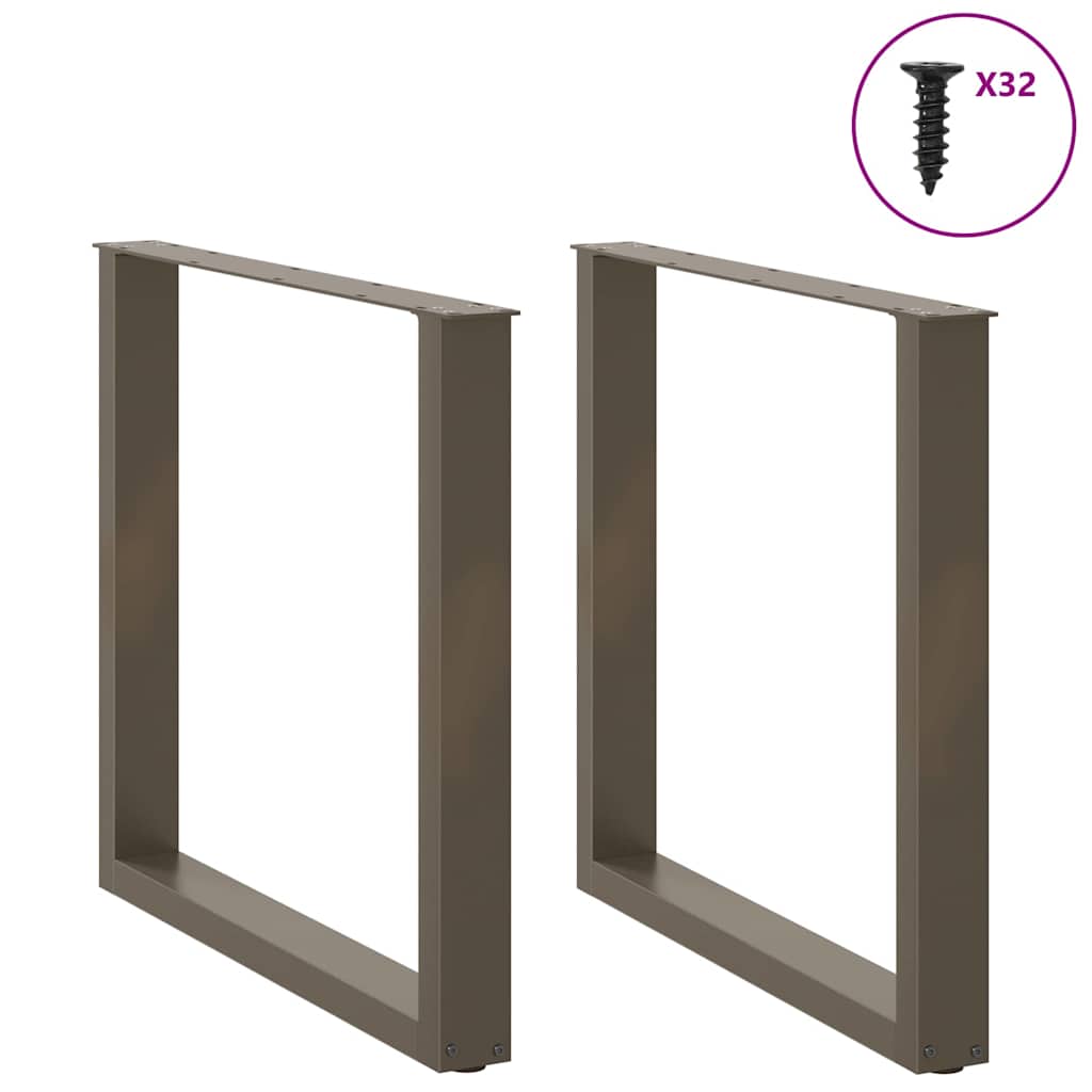 Pieds de table à manger en forme de U, 2 pièces, acier naturel, 90 x (72-73) cm - XIOS