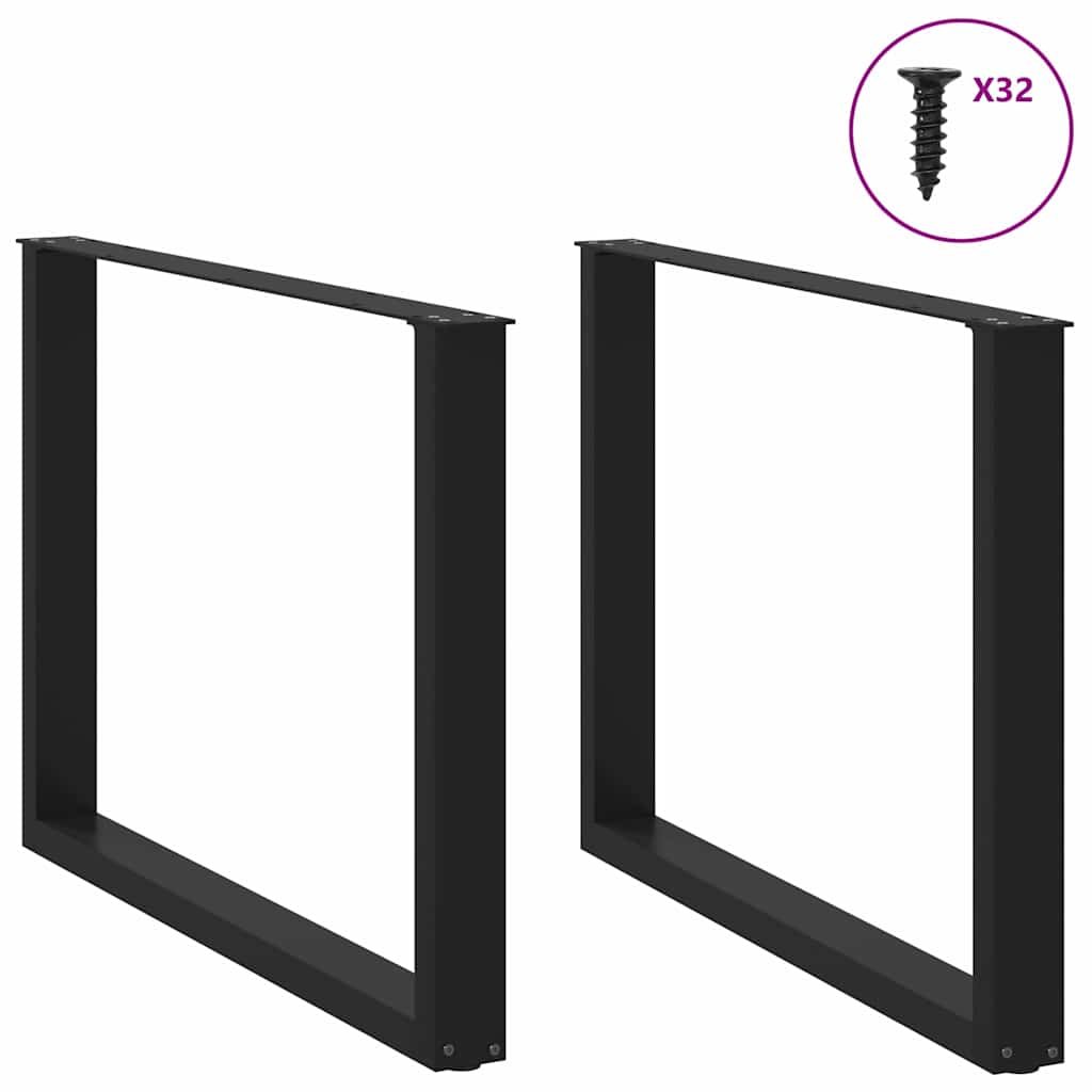 Pieds de table à manger en U 2 pièces Noir 100 x (72-73) cm Acier - XIOS
