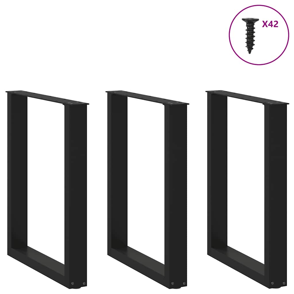 Pieds de table à manger en U 3 pièces Noir 70 x (72-73) cm Acier - XIOS