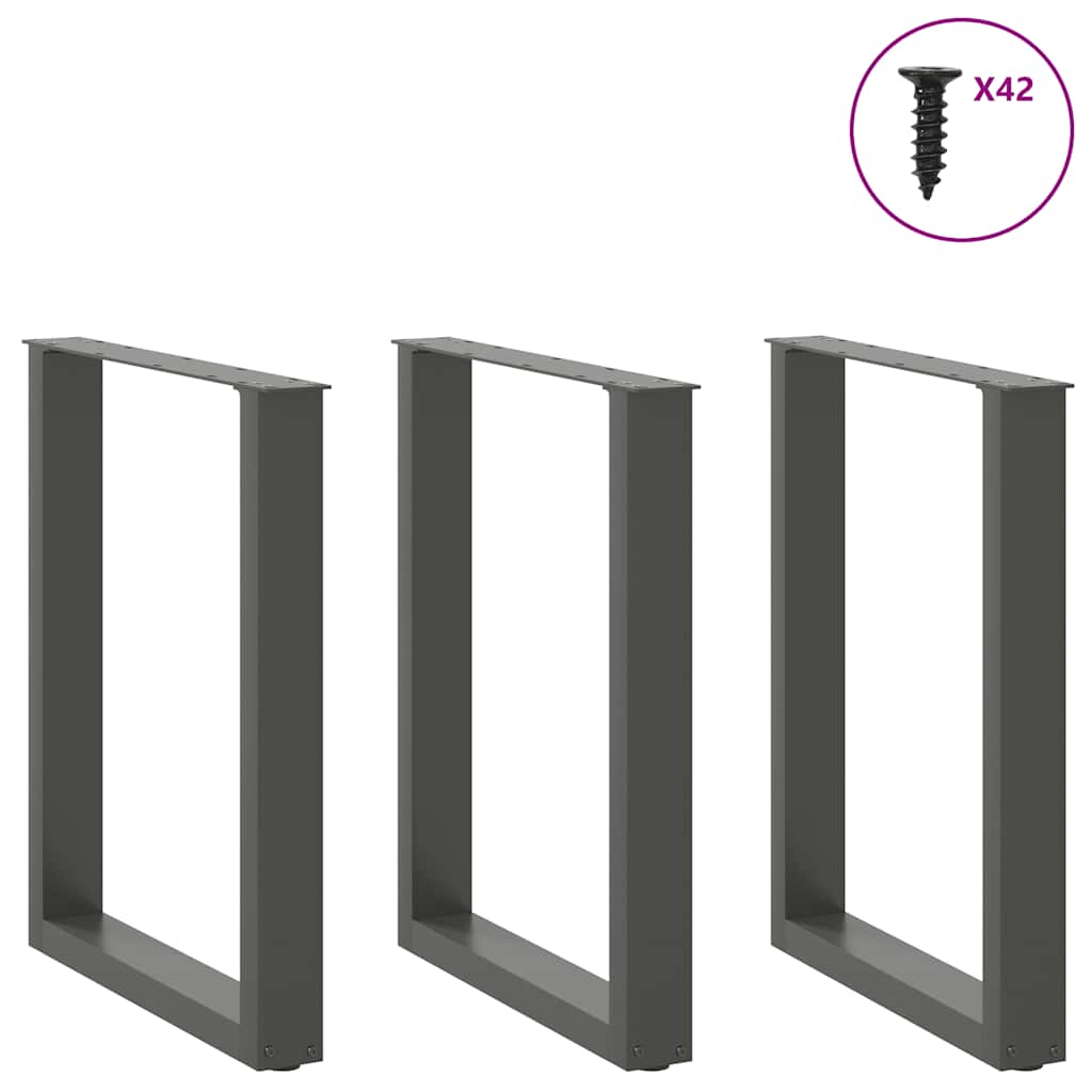 Pieds de table à manger en U 3 pièces Anthracite 70 x (72-73) cm Acier - XIOS