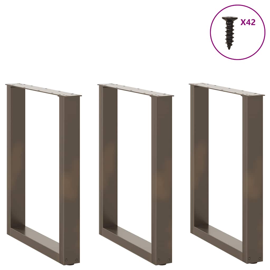 Pieds de table à manger en U 3 pièces Acier naturel 70 x (72-73) cm Acier - XIOS