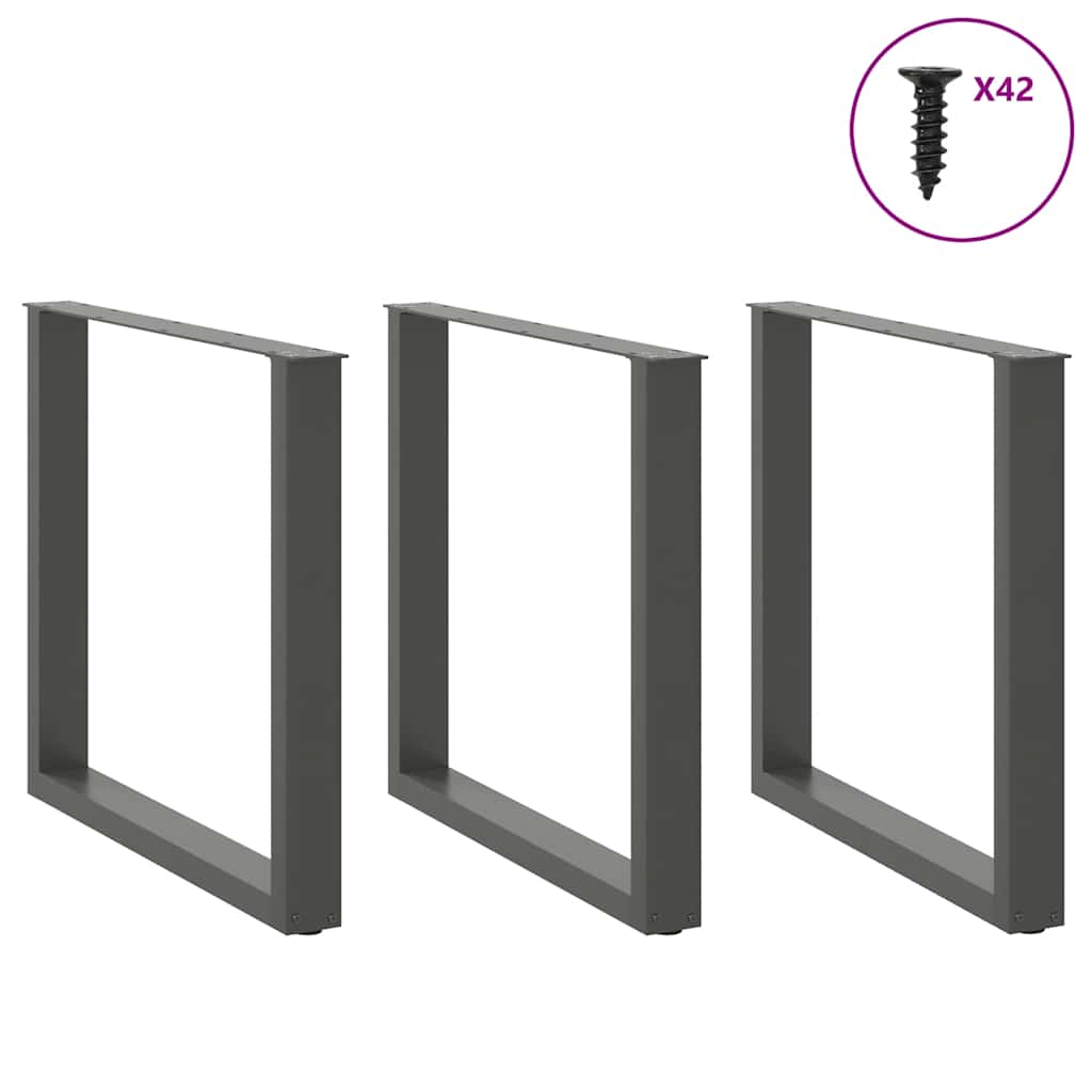 Pieds de table à manger en U 3 pièces Anthracite 80 x (72-73) cm Acier - XIOS