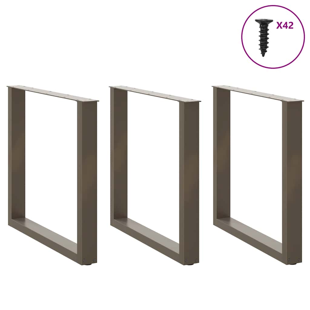 Pieds de table à manger en U 3 pièces Acier naturel 80 x (72-73) cm Acier - XIOS