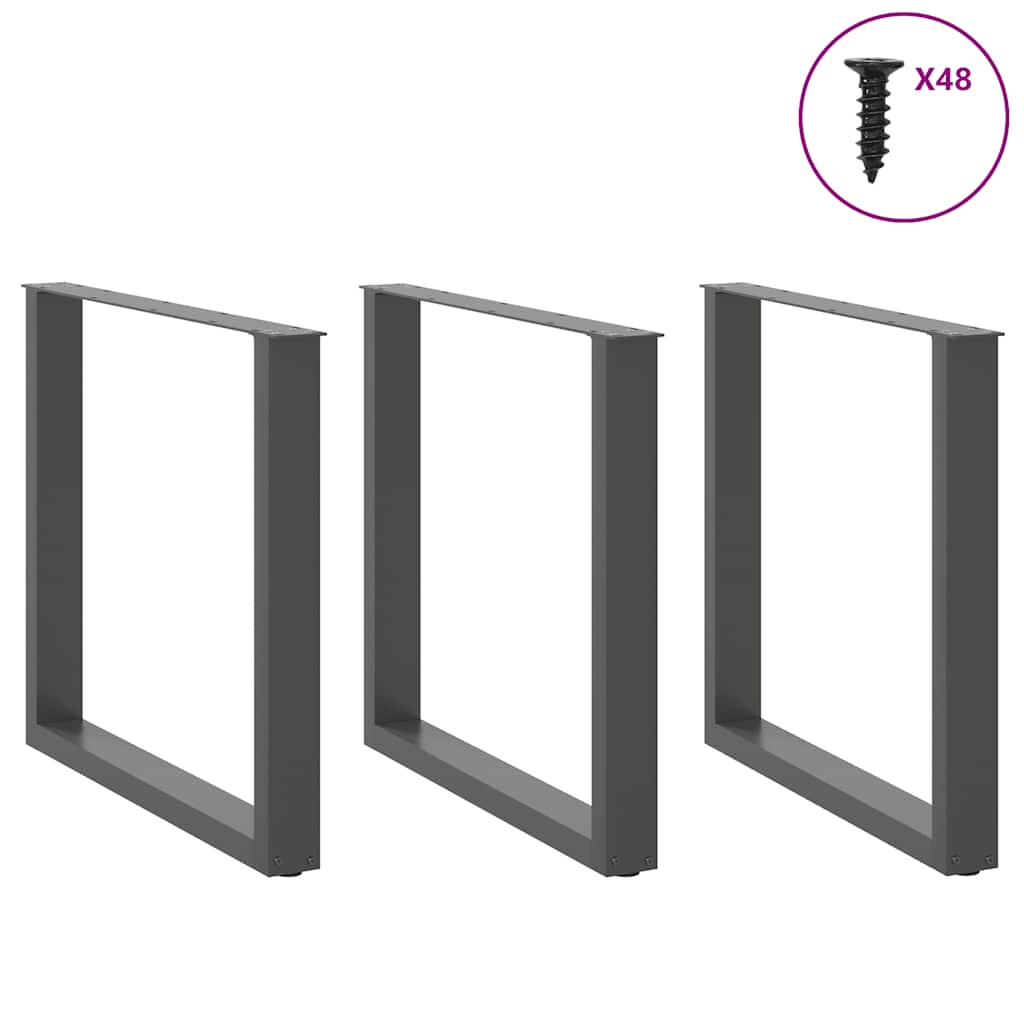 Pieds de table à manger en U 3 pièces Anthracite 90 x (72-73) cm Acier - XIOS