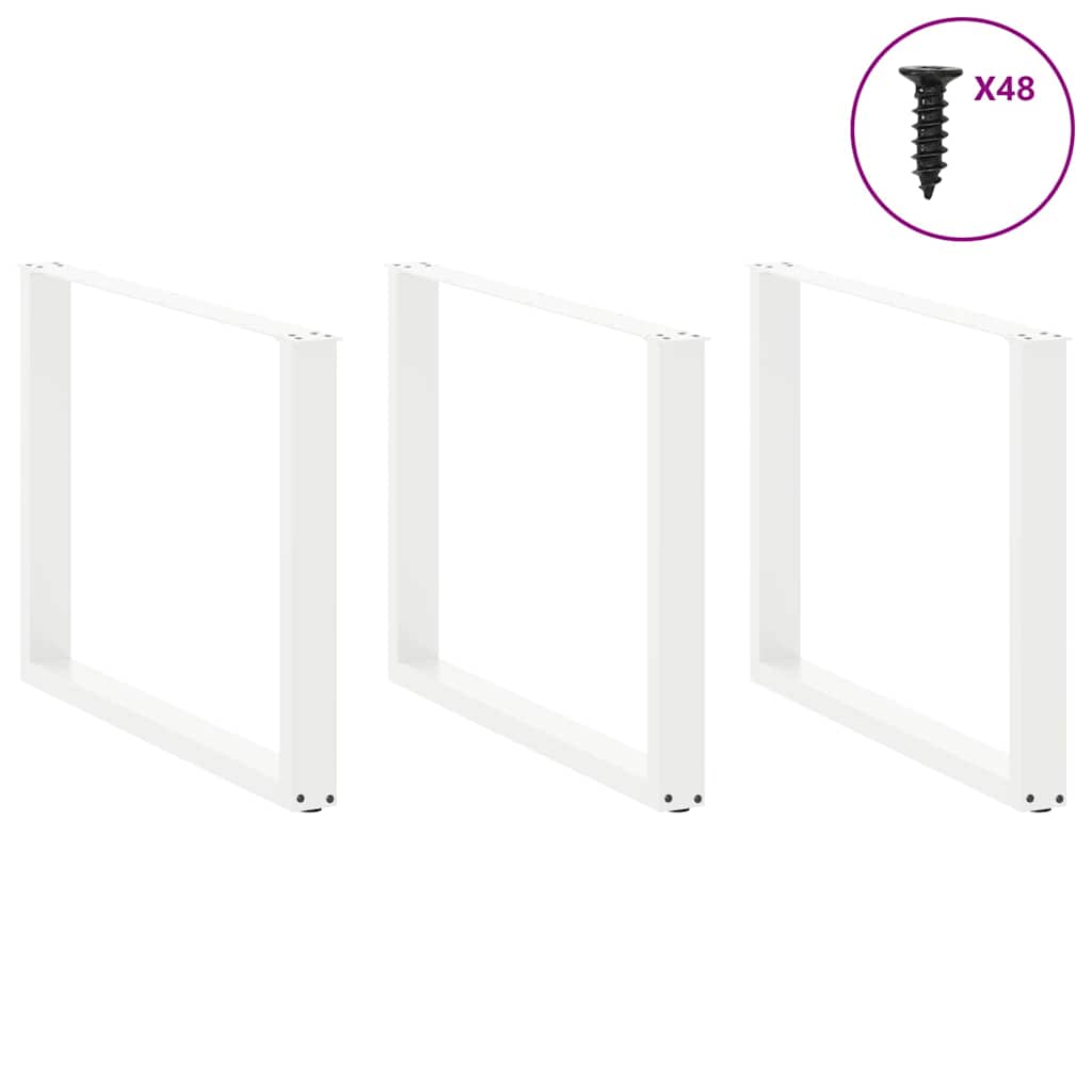 Pieds de table à manger en U 3 pièces Blanc 100 x (72-73) cm Acier - XIOS