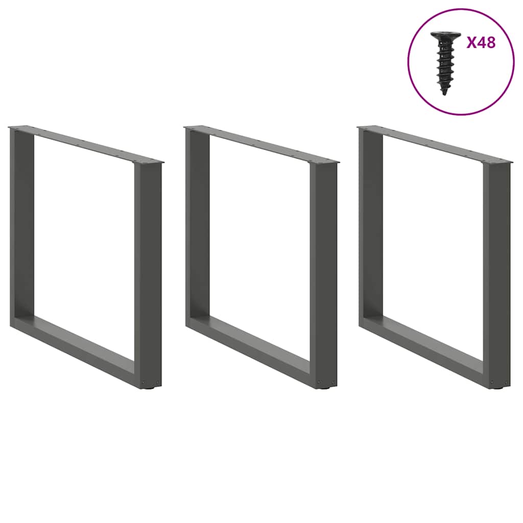 Pieds de table à manger en U 3 pièces Anthracite 100 x (72-73) cm Acier - XIOS
