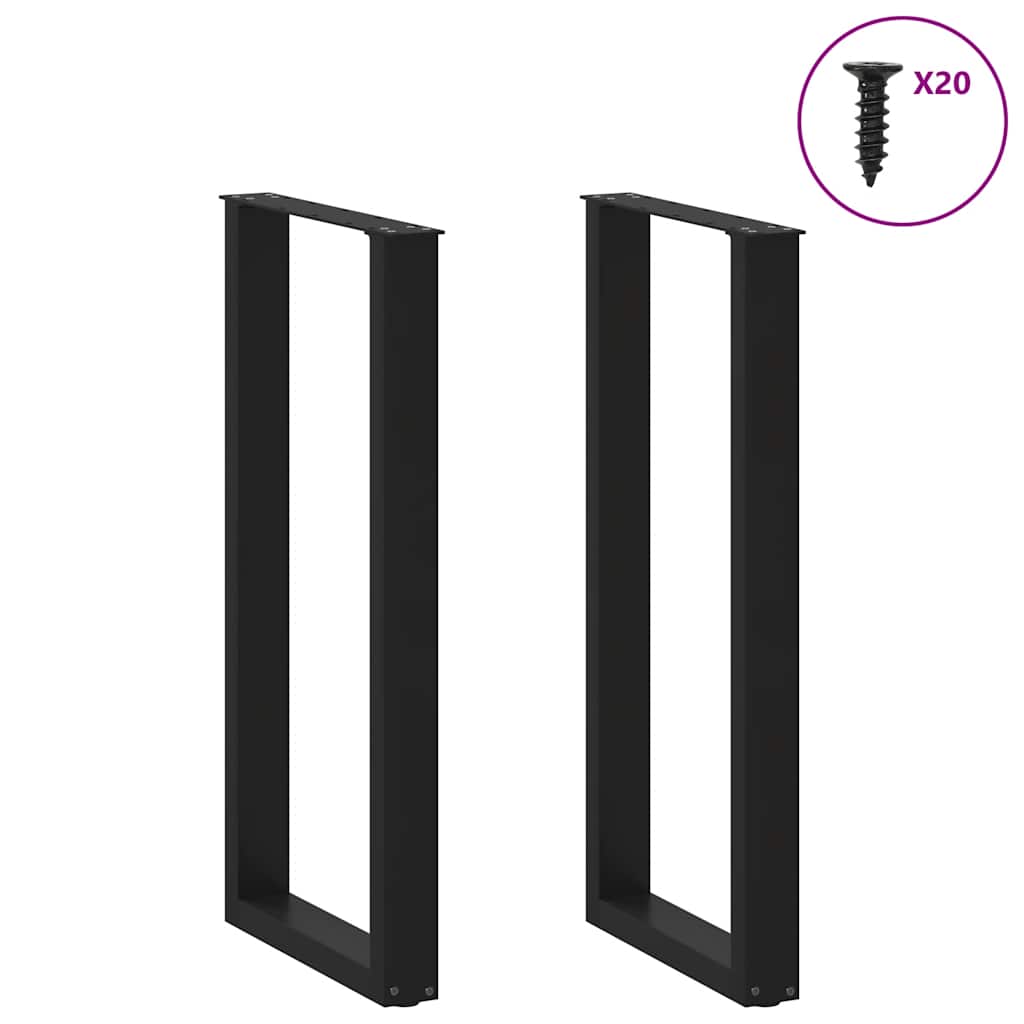 Pieds de table de bar en U 2 pièces Noir 40 x (100-101) cm Acier - XIOS