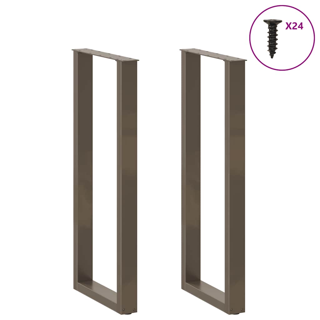 Pieds de table de bar en forme de U, 2 pièces, acier naturel, 50 x (110-111) cm - XIOS
