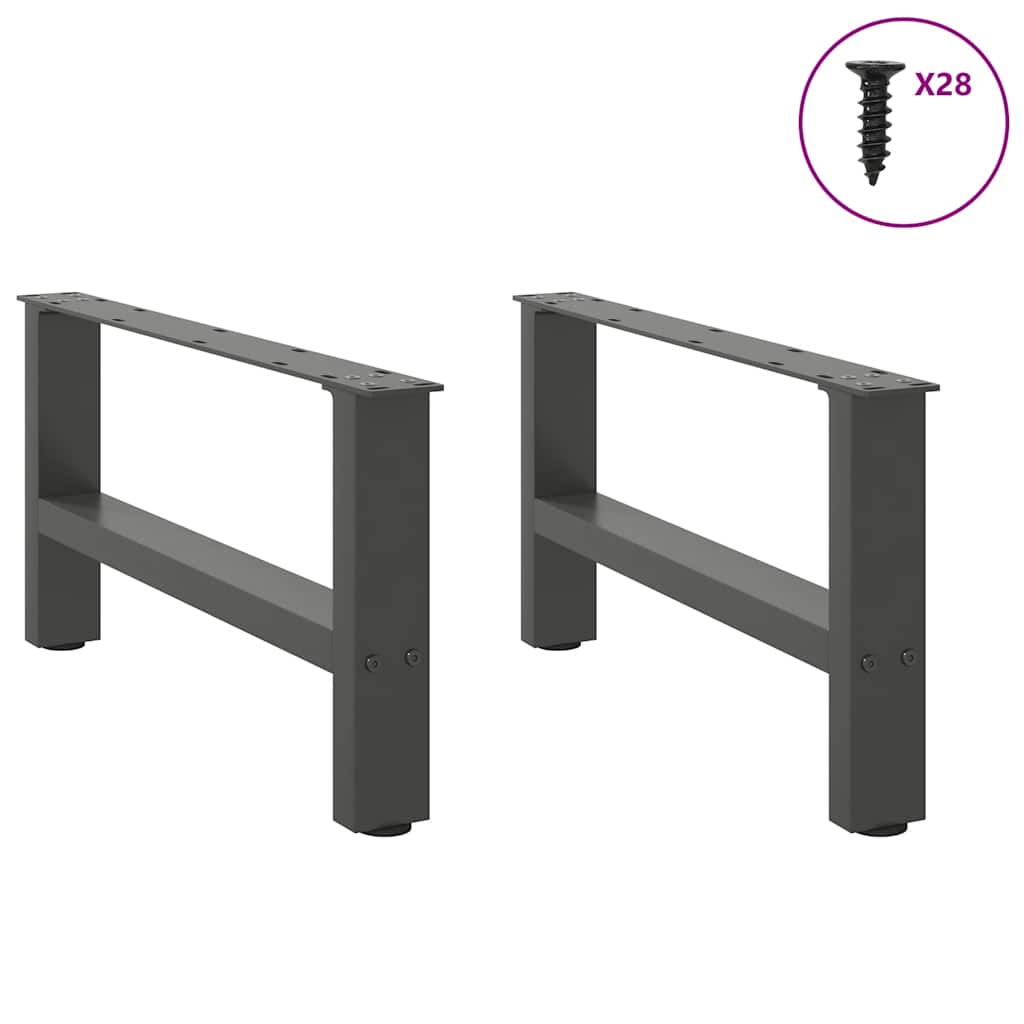 Pieds de table basse Anthracite 2 pièces 70 x (30-31) cm Acier