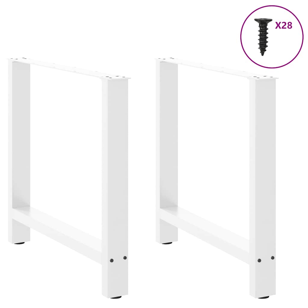 Pieds de table à manger Blanc 2 pièces 80 x (72-73) cm Acier - XIOS