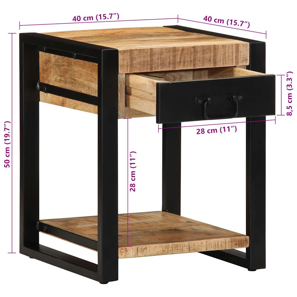 Table d'appoint 40x40x50 cm bois massif de manguier brut - XIOS