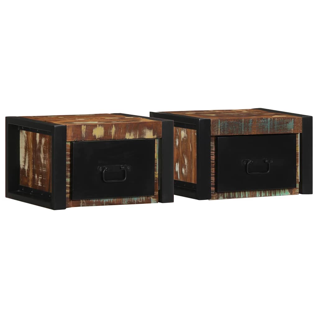 Tables de chevet 2 pcs multicolore 40x35x25cm bois récupération - XIOS