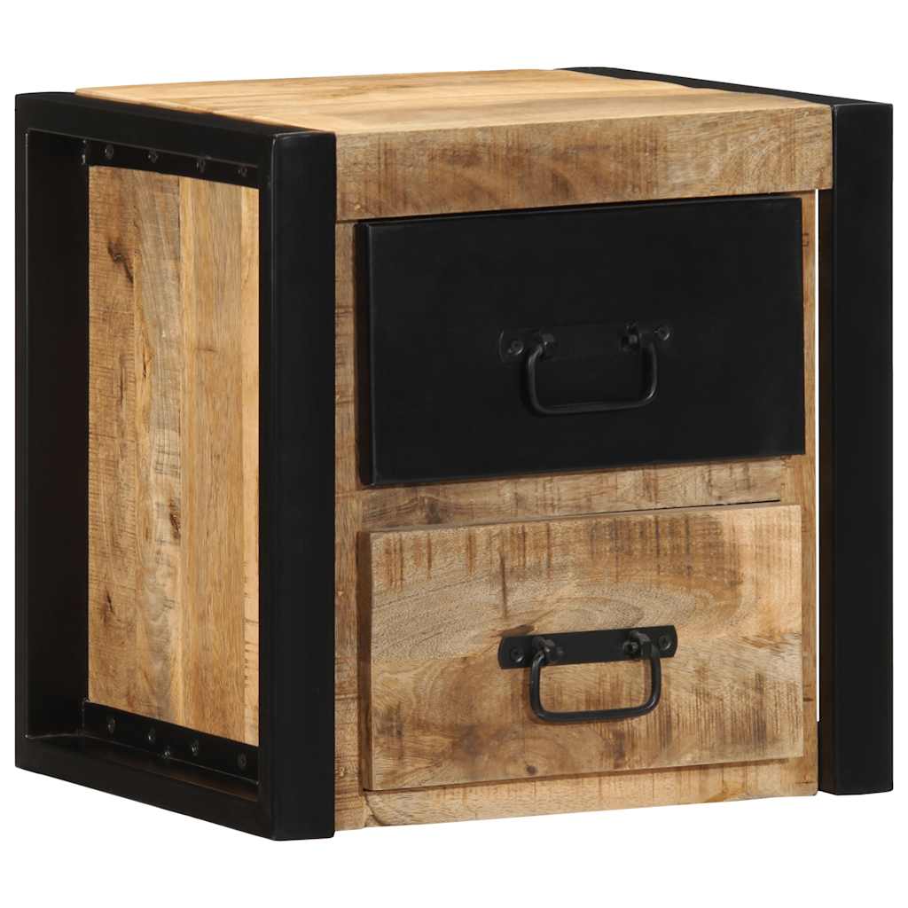 Table de chevet 40x35x40 cm bois massif de manguier brut - XIOS