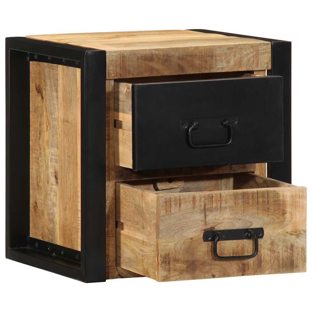 Table de chevet 40x35x40 cm bois massif de manguier brut - XIOS