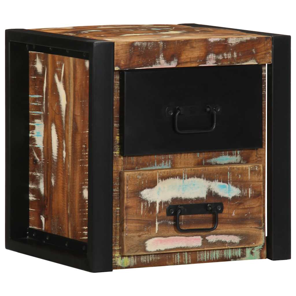 Table de chevet multicolore 40x35x40 cm bois de récupération - XIOS
