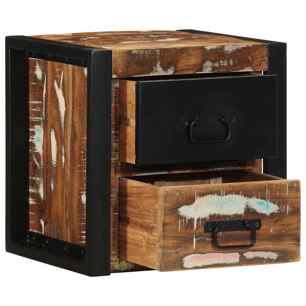 Table de chevet multicolore 40x35x40 cm bois de récupération - XIOS