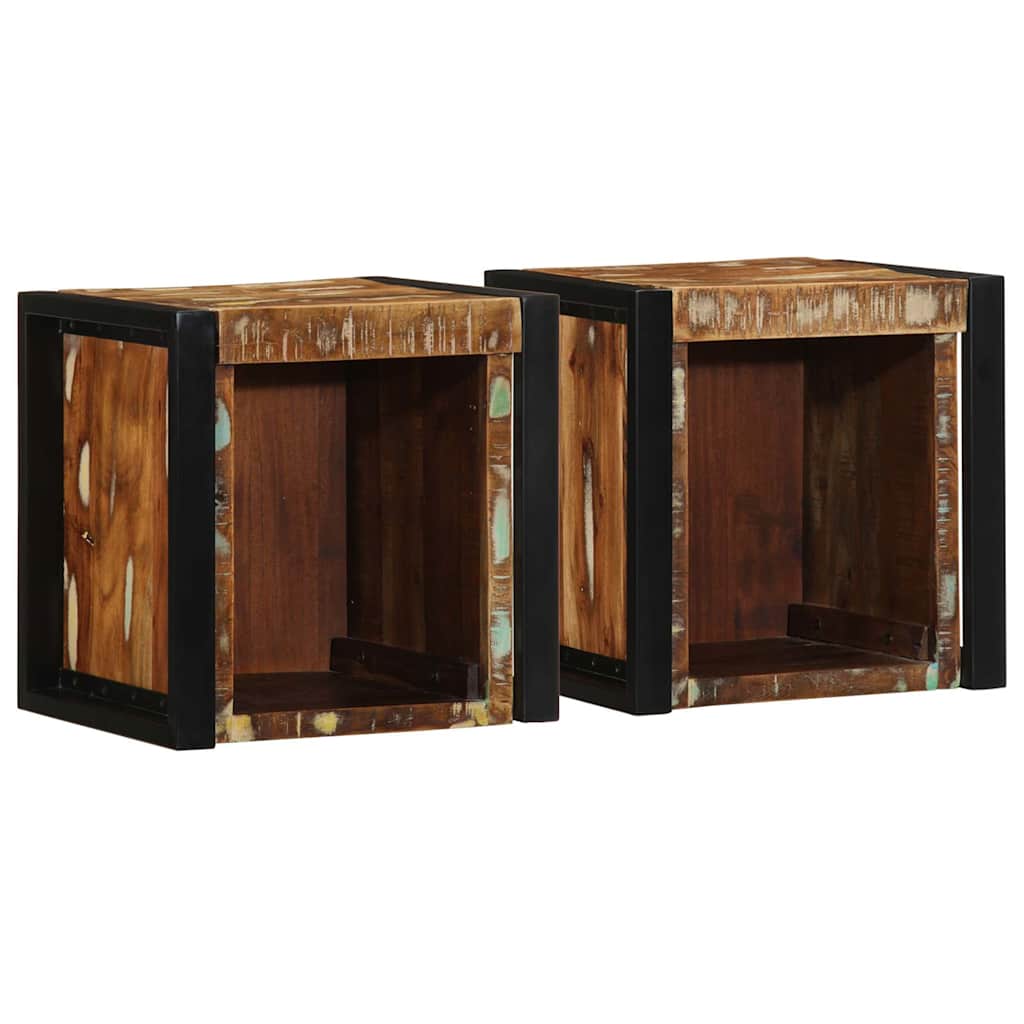 Tables de chevet 2 pcs multicolore 40x35x40cm bois récupération - XIOS