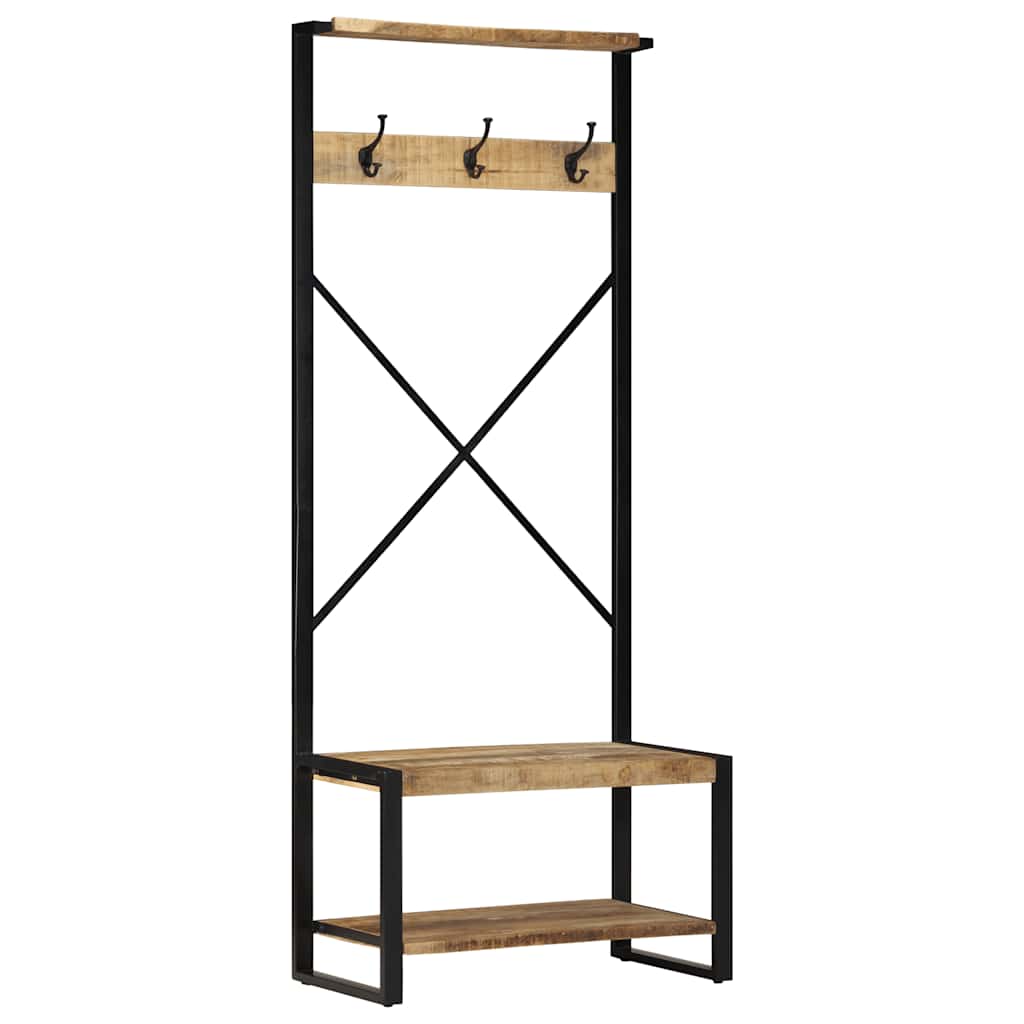 Porte-vêtements 80x40x190 cm bois de manguier massif brut - XIOS
