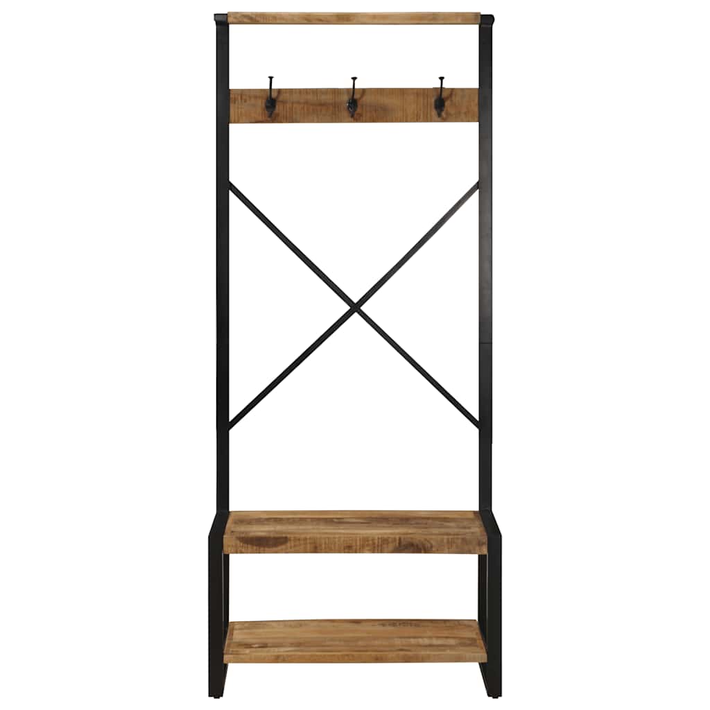 Porte-vêtements 80x40x190 cm bois de manguier massif brut - XIOS