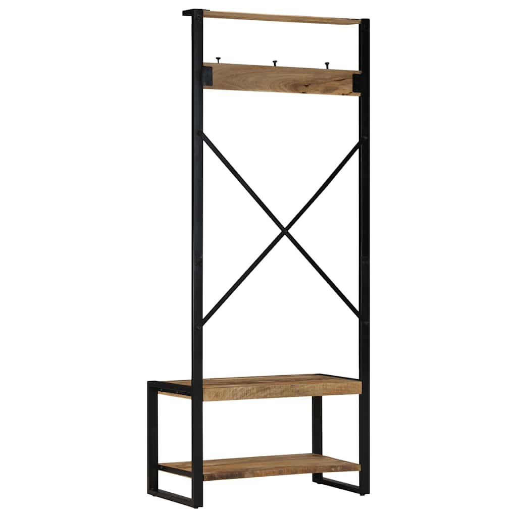Porte-vêtements 80x40x190 cm bois de manguier massif brut - XIOS