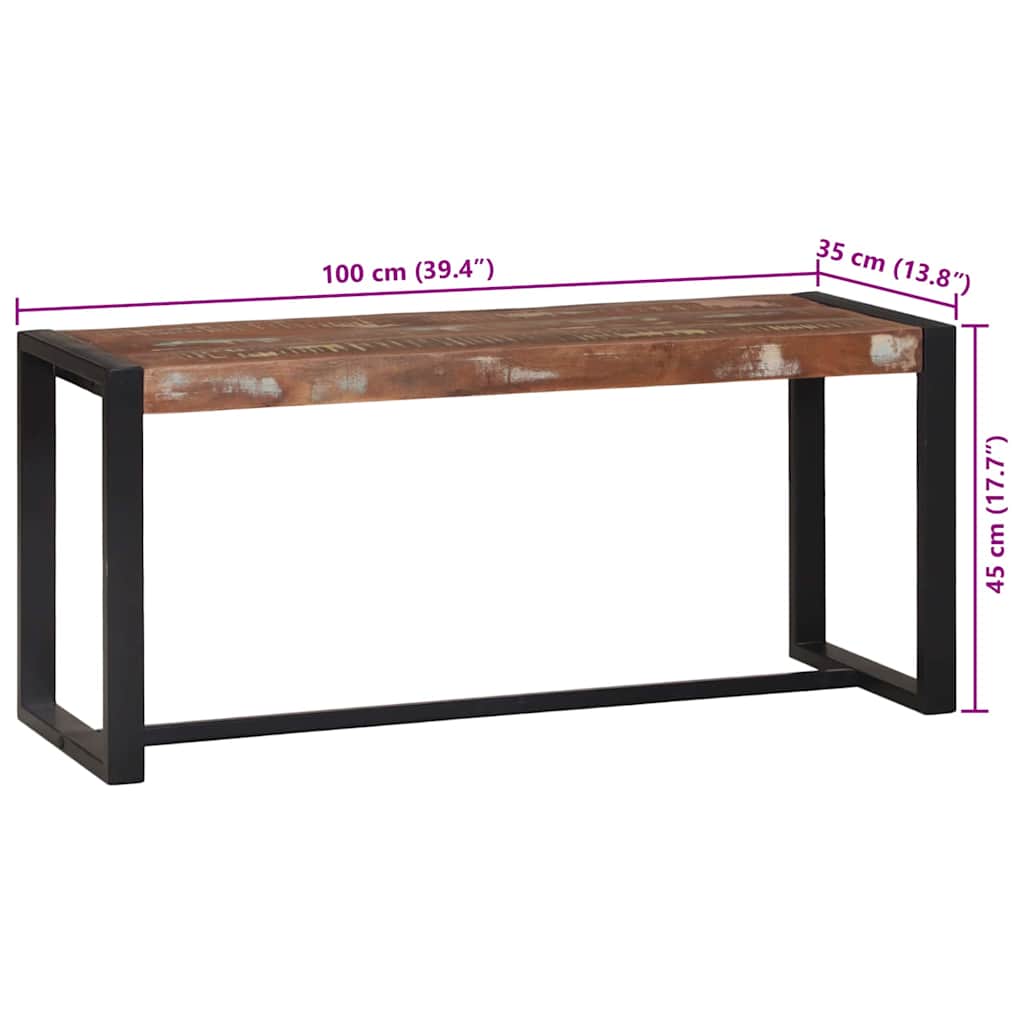 Banc Multicolore 100 x 35 x 45 cm Bois massif de récupération - XIOS