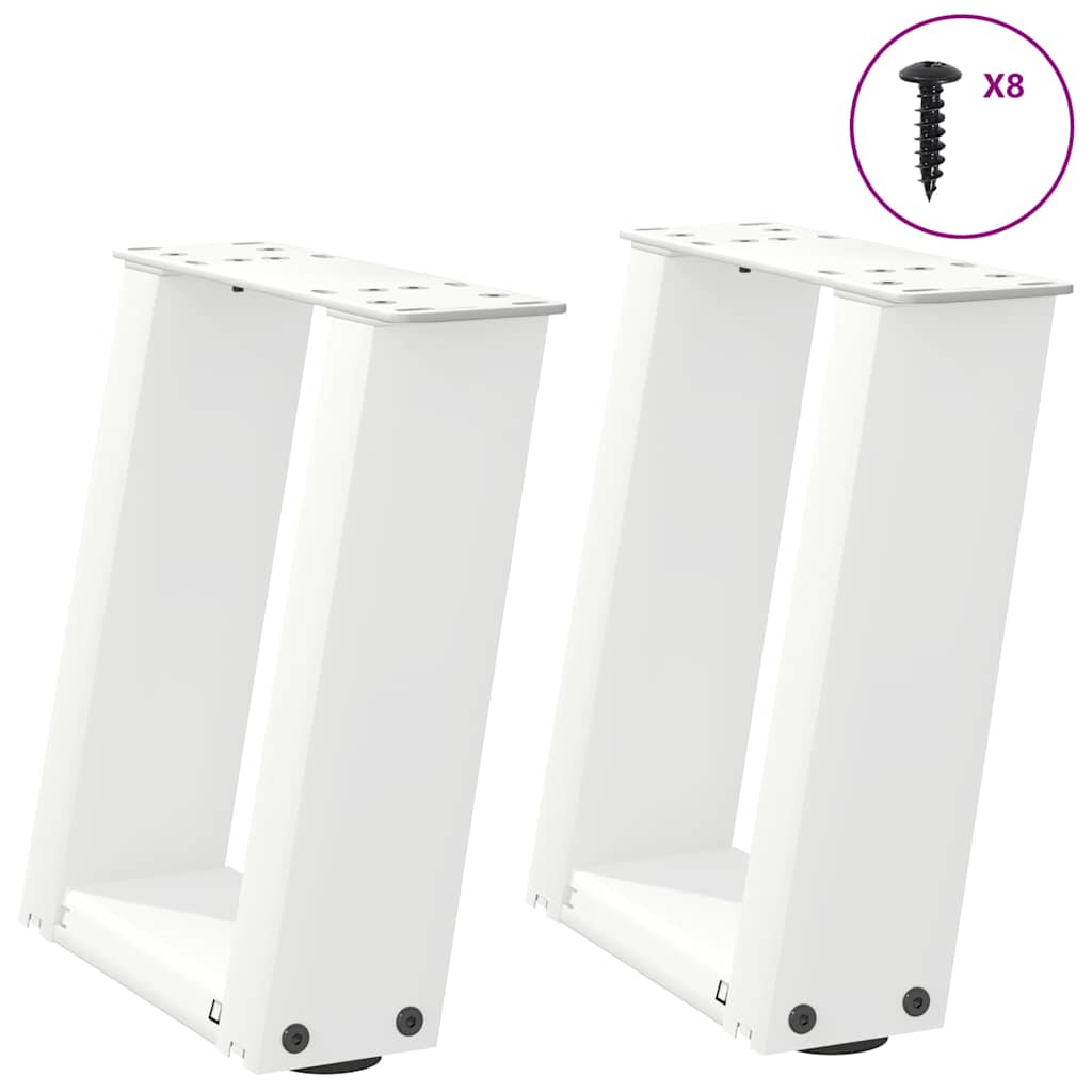 Pieds de table basse en U 2 pièces Blanc 30 x (30-31) cm Acier - XIOS