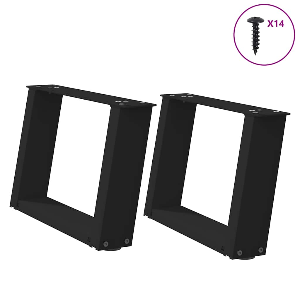 Pieds de table basse en U, 2 pièces, noir, 50 x (30-31) cm, acier - XIOS