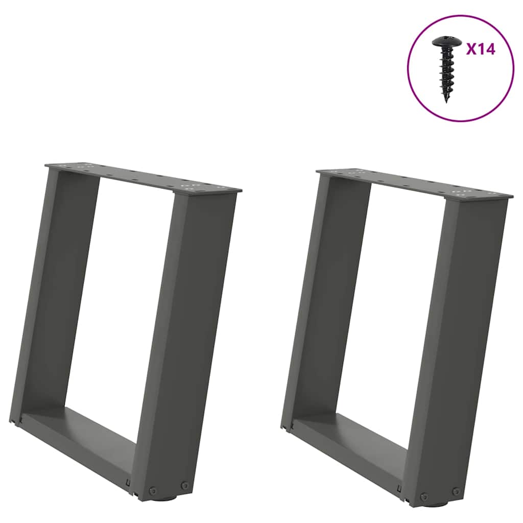 Pieds de table basse en U, 2 pièces, anthracite, 50 x (42-43) cm, acier - XIOS