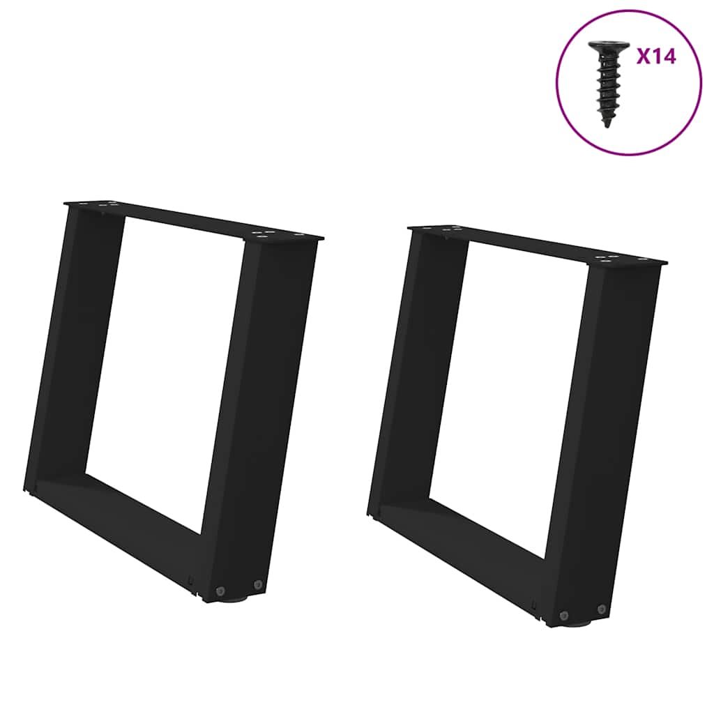 Pieds de table basse en U, 2 pièces, noir, 60 x (42-43) cm, acier - XIOS