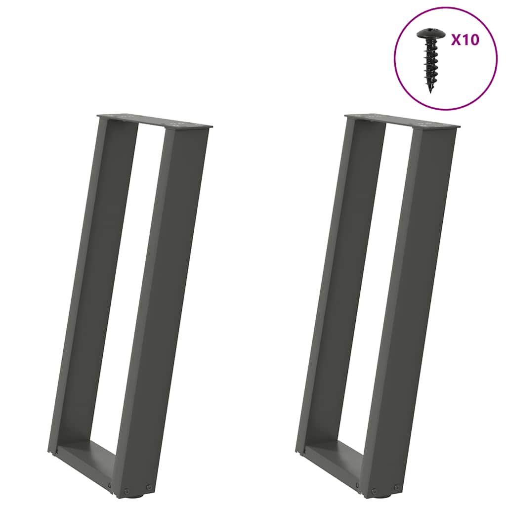 Pieds de table console en U, 2 pièces, anthracite, 28 x (72-73) cm, acier - XIOS