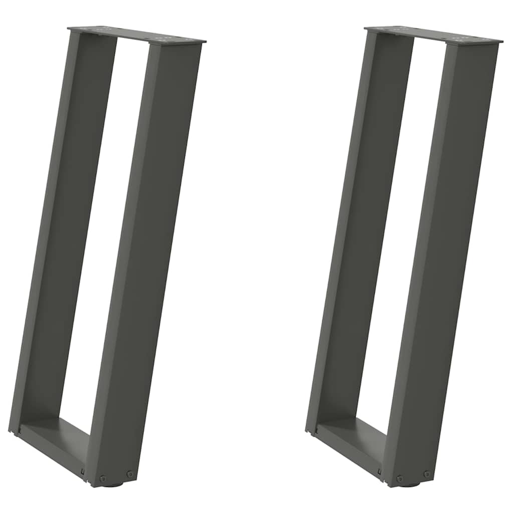 Pieds de table console en U, 2 pièces, anthracite, 28 x (72-73) cm, acier - XIOS