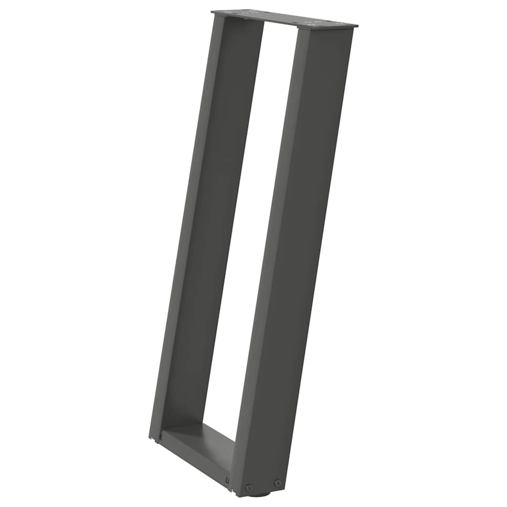 Pieds de table console en U, 2 pièces, anthracite, 28 x (72-73) cm, acier - XIOS