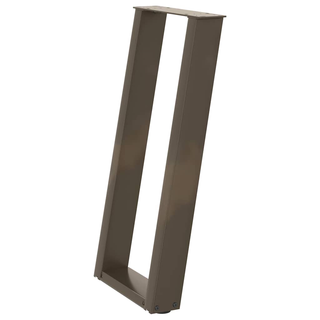 Pieds de table console en U, 2 pièces, acier naturel, 28 x (72-73) cm - XIOS