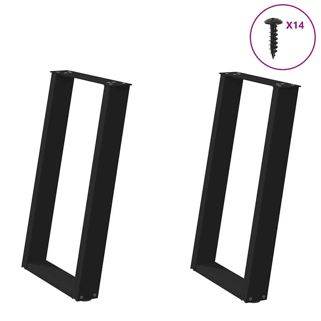 Pieds de table à manger en U 2 pièces Noir 50 x (72-73) cm Acier - XIOS