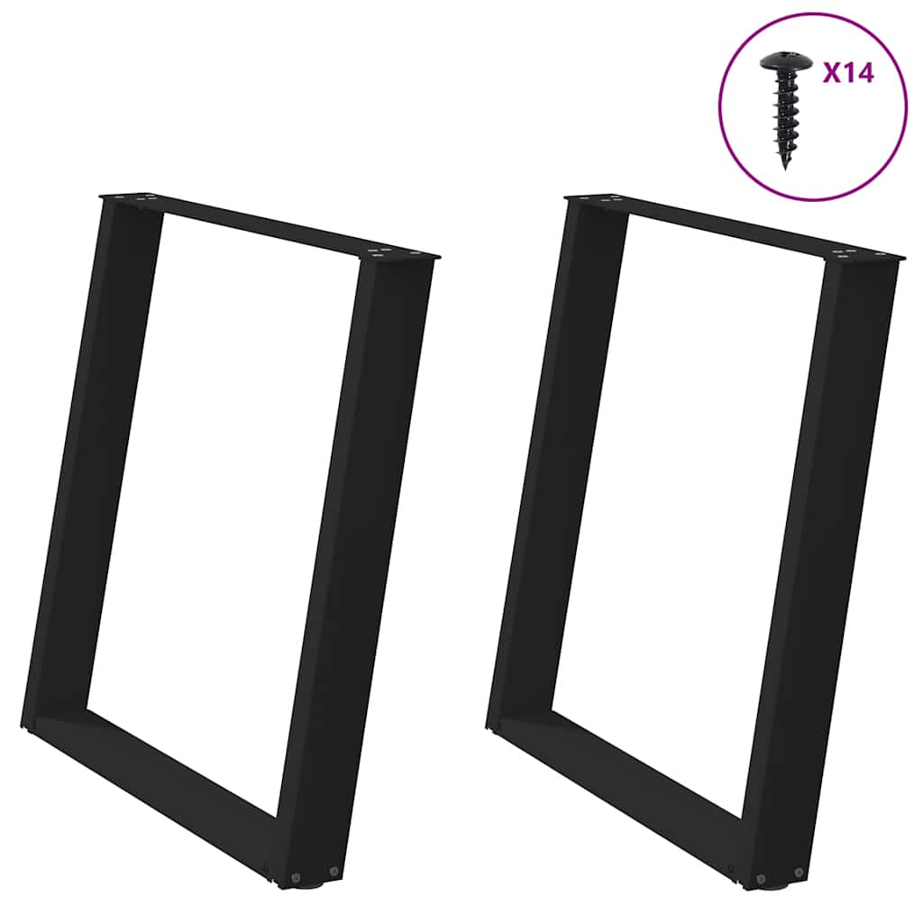 Pieds de table à manger en U 2 pièces Noir 80 x (72-73) cm Acier - XIOS
