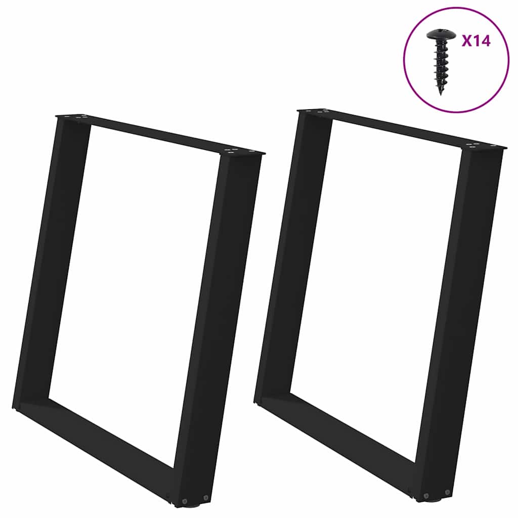 Pieds de table à manger en U 2 pièces Noir 90 x (72-73) cm Acier - XIOS