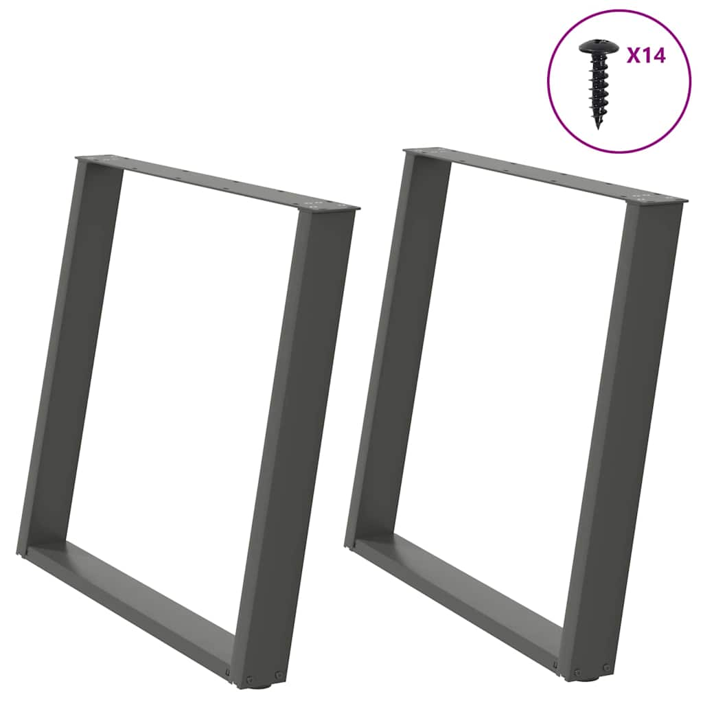Pieds de table à manger en U 2 pièces Anthracite 90 x (72-73) cm Acier - XIOS