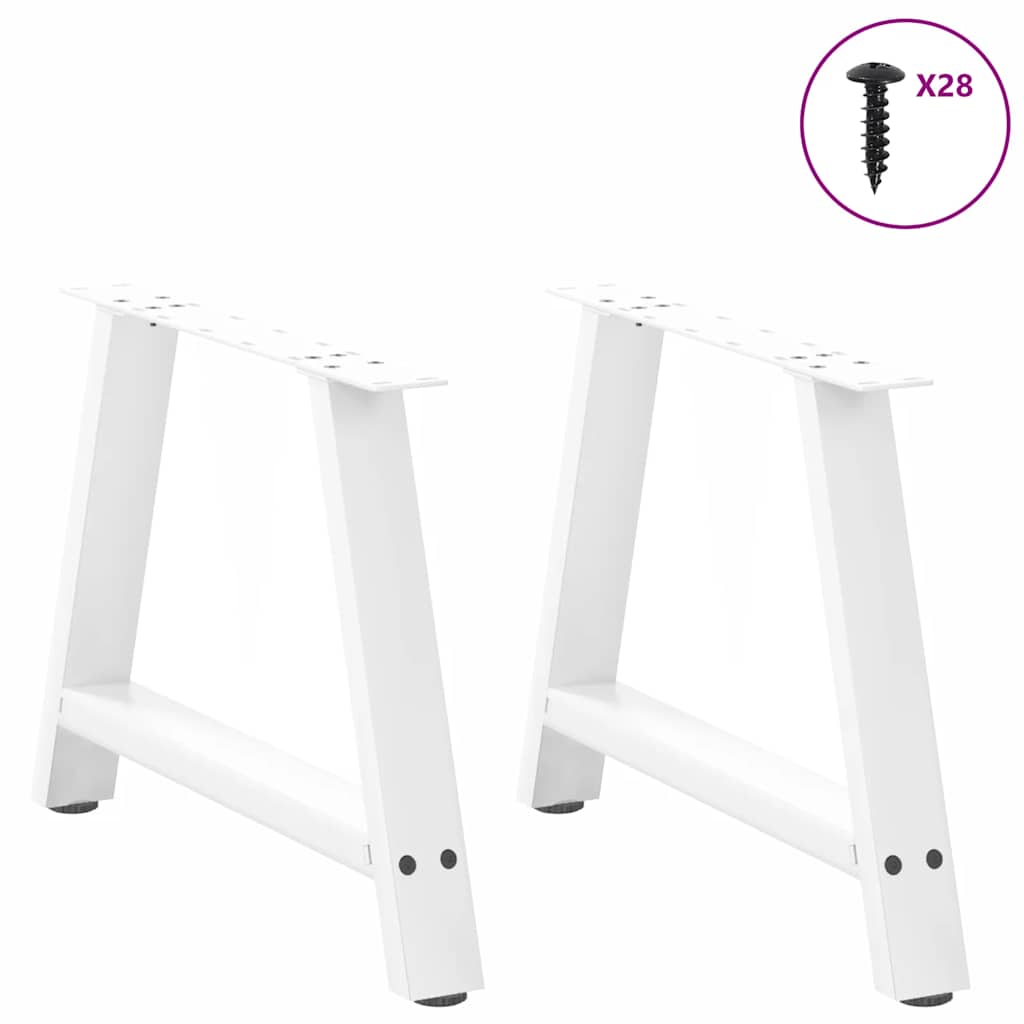 Pieds de table basse en forme de A, 2 pièces, blanc, 60 x (42-43) cm, acier - XIOS