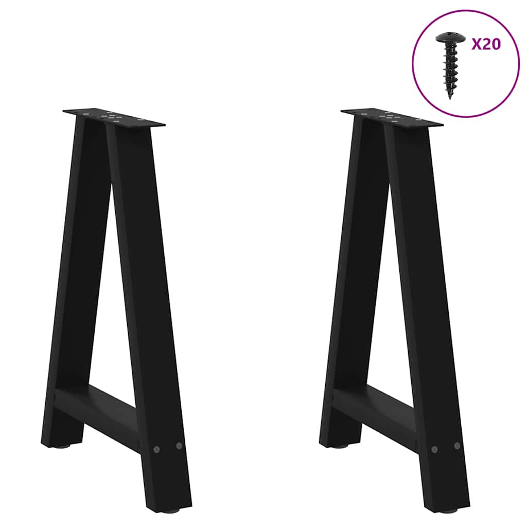 Pieds de table à manger en forme de A, 2 pièces, noir, 50 x (72-73) cm, acier - XIOS