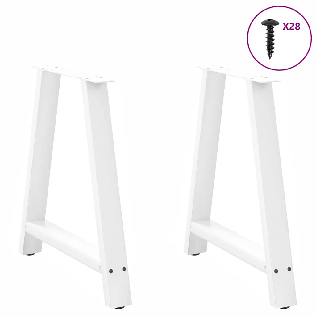 Pieds de table à manger en forme de A 2 pièces Blanc 80 x (72-73) cm Acier - XIOS