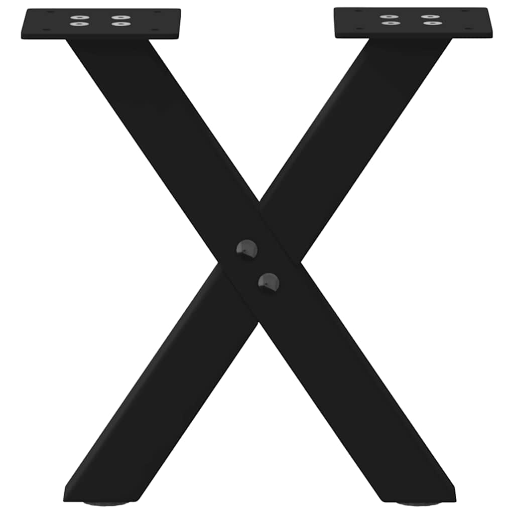 Pieds de table basse en forme de X, 2 pièces, noir, 37 x (30-31) cm, acier - XIOS