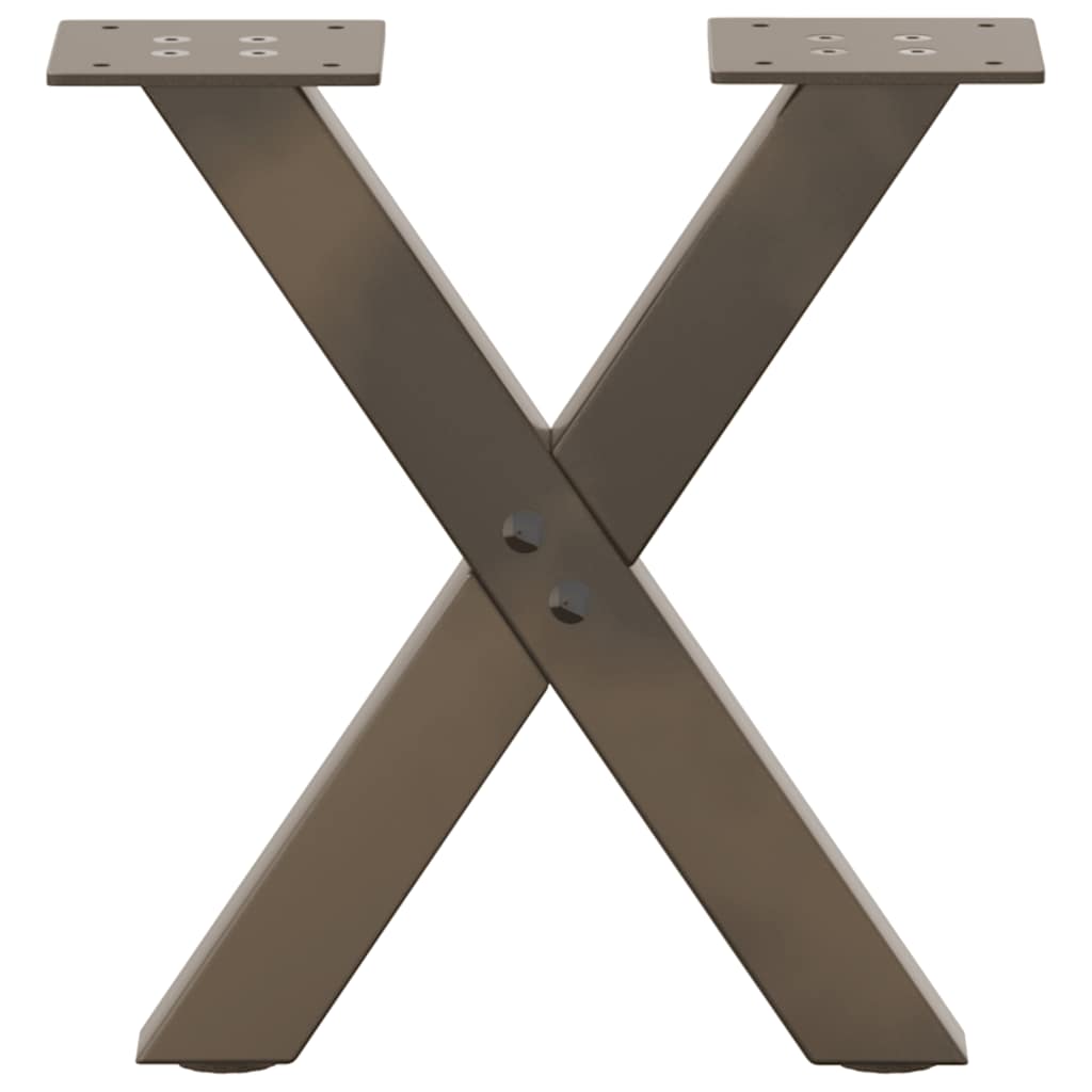 Pieds de table basse en forme de X, 2 pièces, acier naturel, 37 x (30-31) cm - XIOS