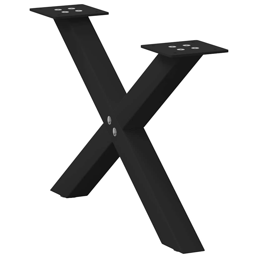 Pieds de table basse en forme de X, 2 pièces, noir, 50 x (30-31) cm, acier - XIOS