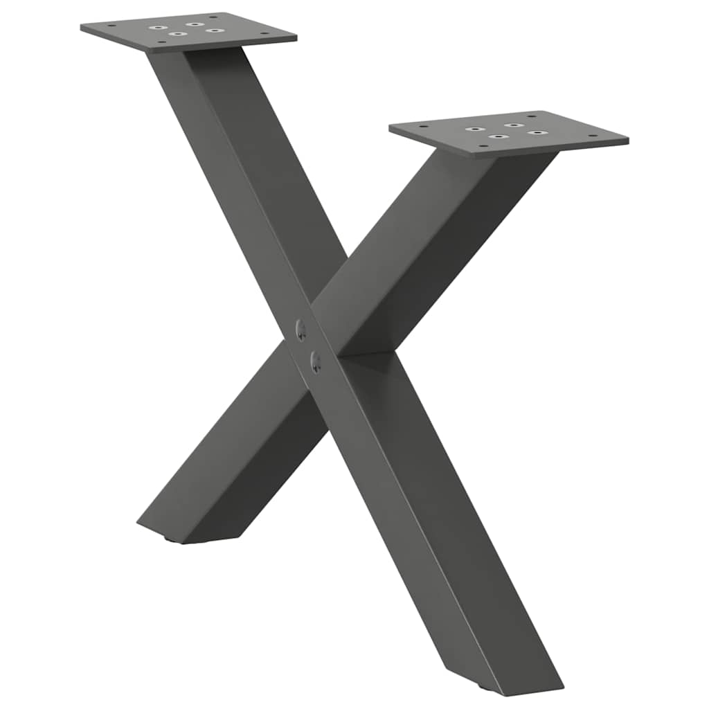 Pieds de table basse en forme de X, 2 pièces, anthracite, 50 x (30-31) cm, acier - XIOS
