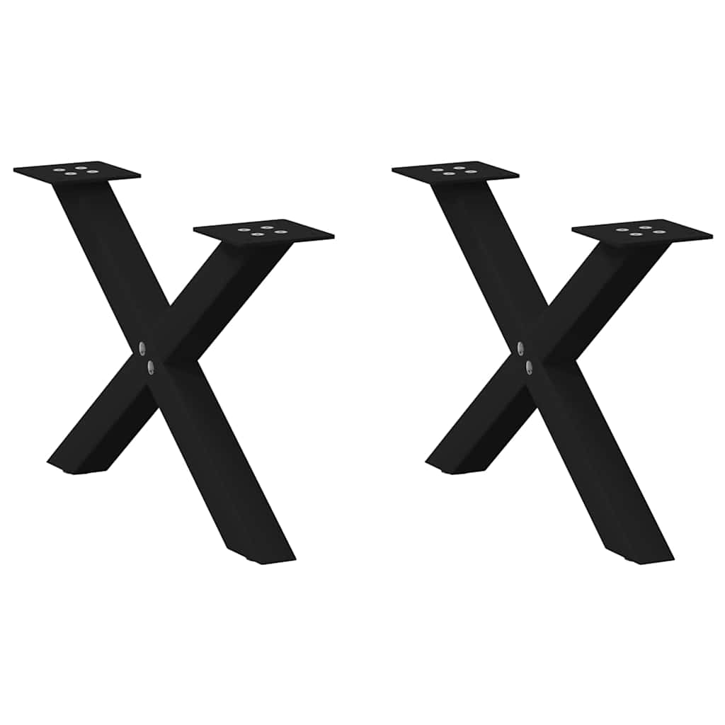 Pieds de table basse en forme de X, 2 pièces, noir, 60 x (30-31) cm, acier - XIOS
