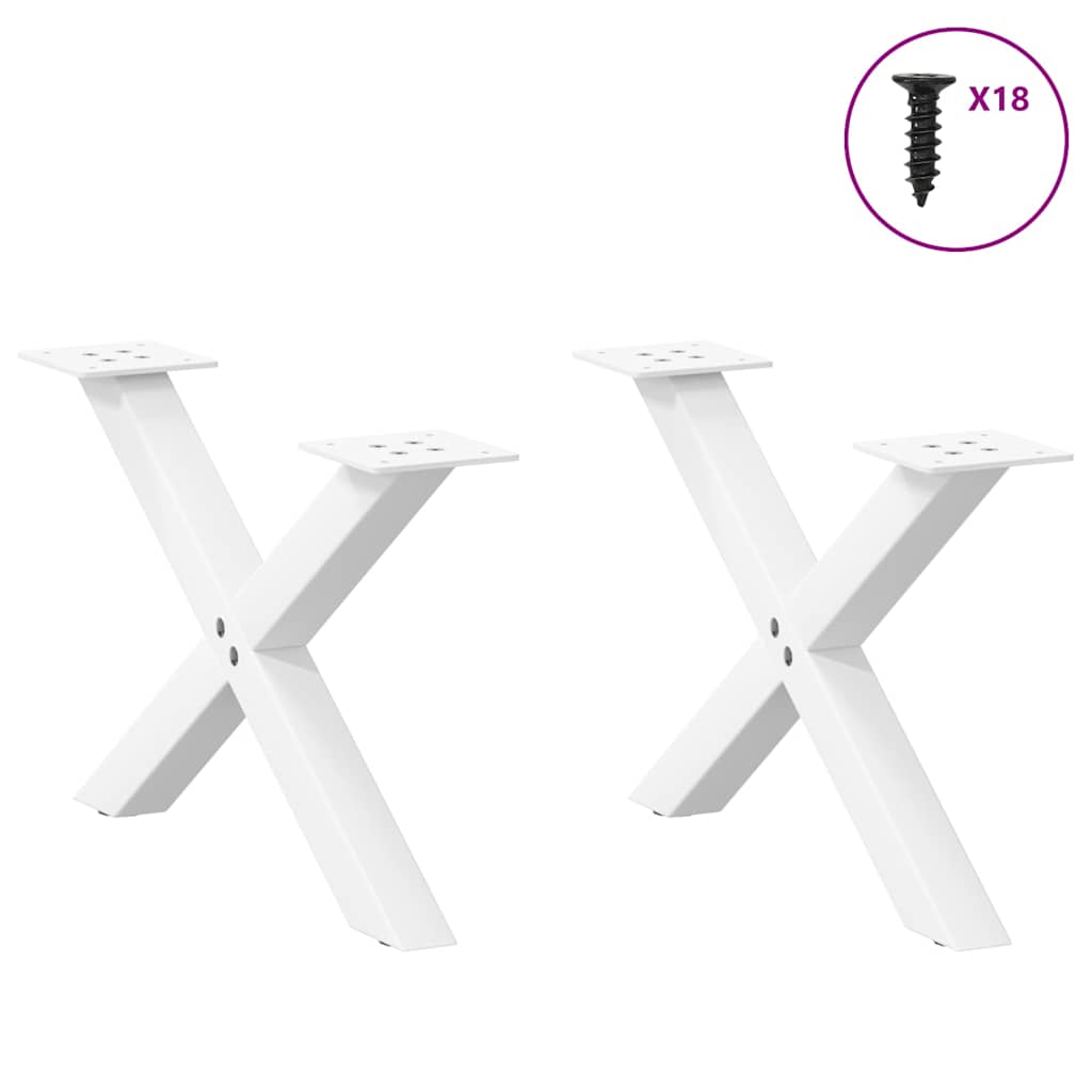 Pieds de table basse en forme de X, 2 pièces, blanc, 60 x (30-31) cm, acier - XIOS